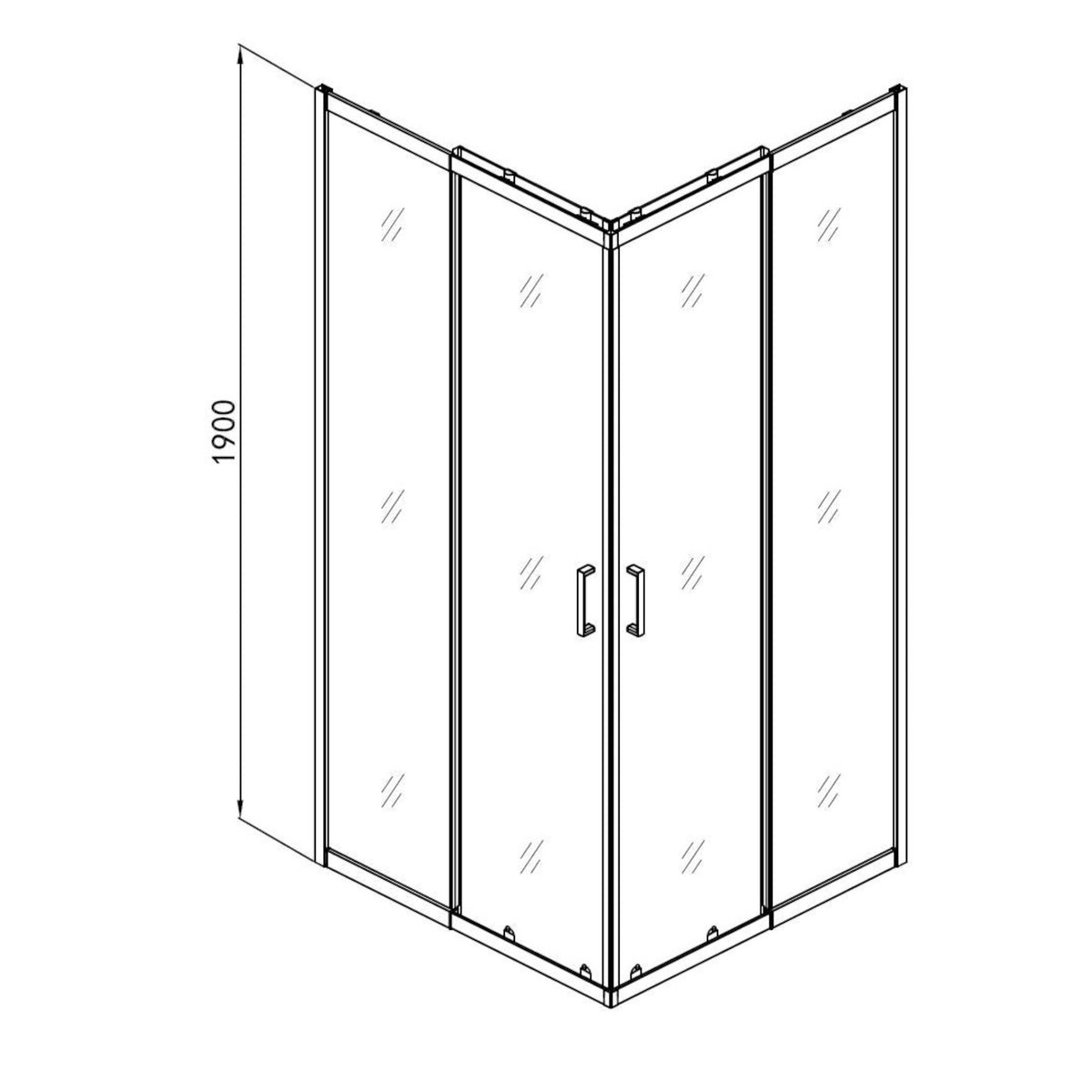 SANODUSCH Eckdusche 78,5-90x78,5-90x190 cm | Klarglas