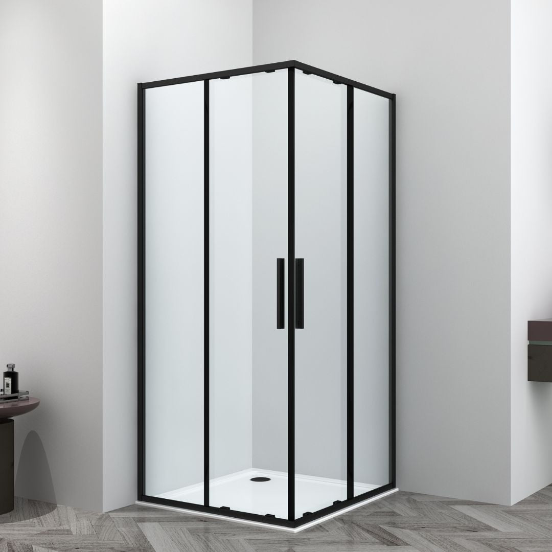 Eckdusche Schiebetür SLIMLINE schwarz Easy-Clean | 5 verschiedene Größen