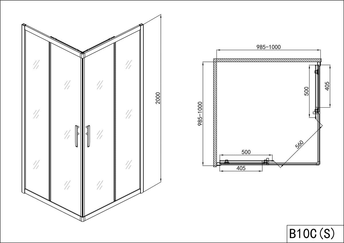 PRO-LINE Corner Shower Enclosure with Easy Clean | 4 Sizes