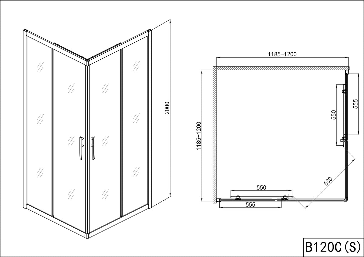PRO-LINE Corner Shower Enclosure with Easy Clean | 4 Sizes