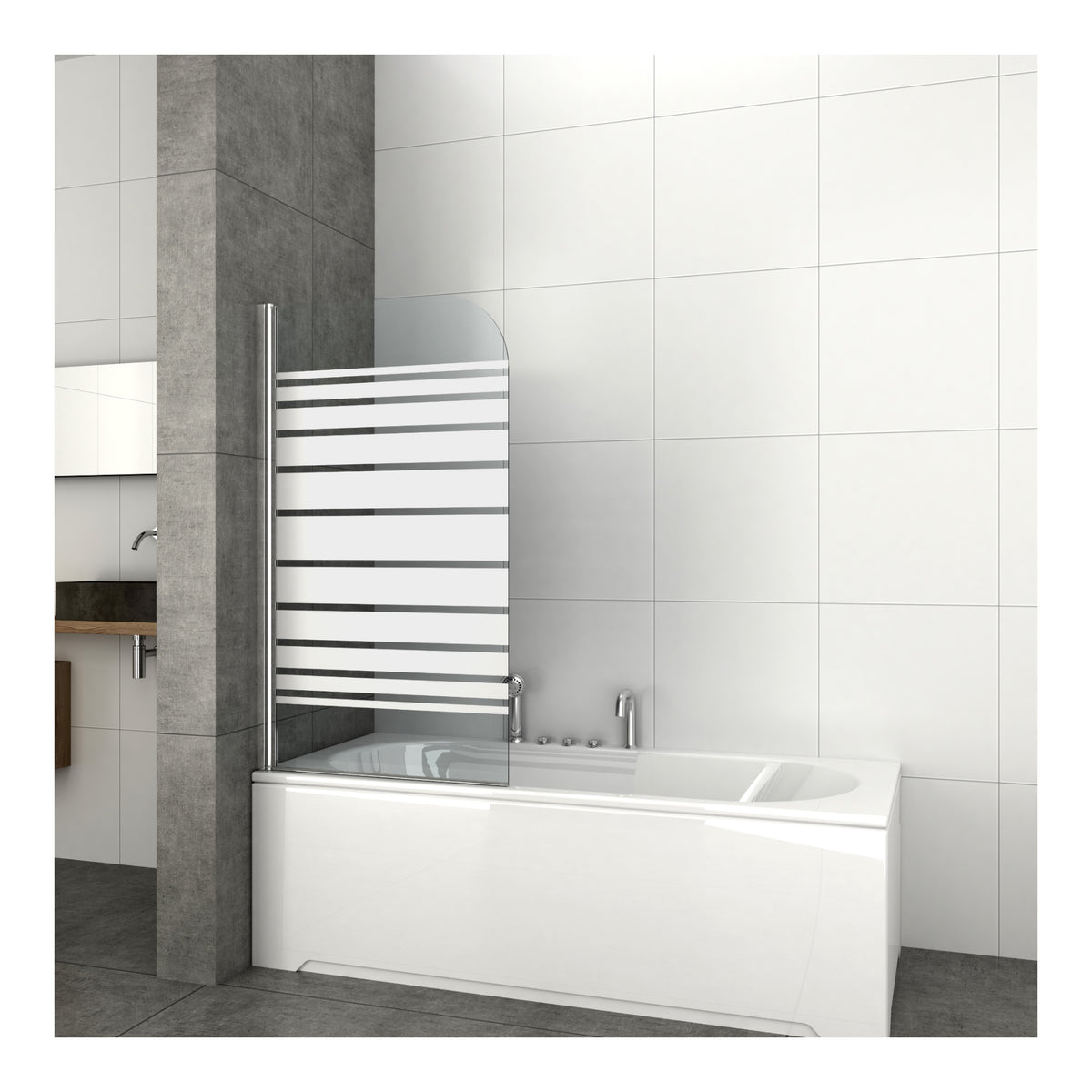 Duschtrennwand KASAI 75-76x130 cm weiß