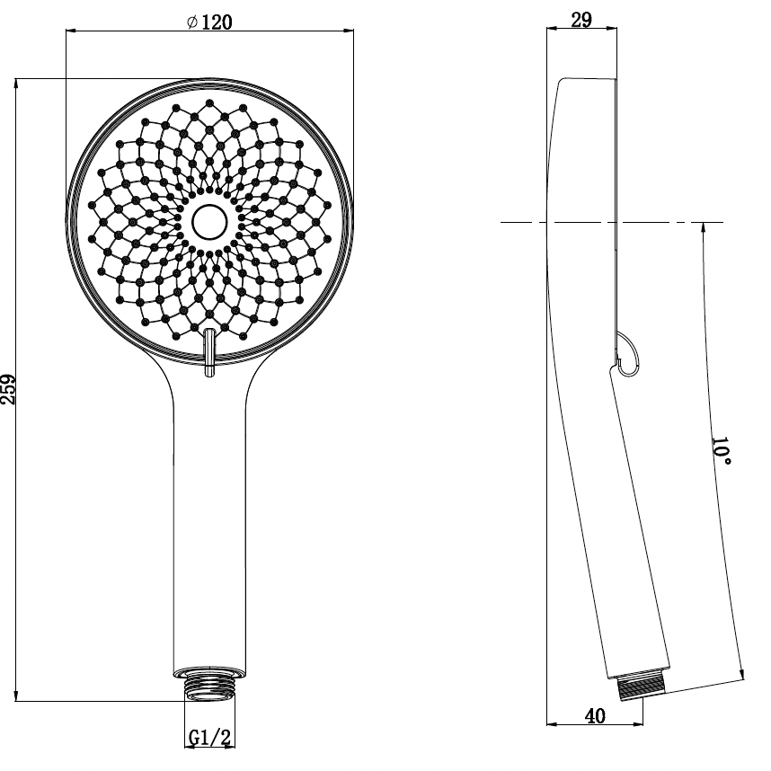 Hand shower in chrome with 3 functions 