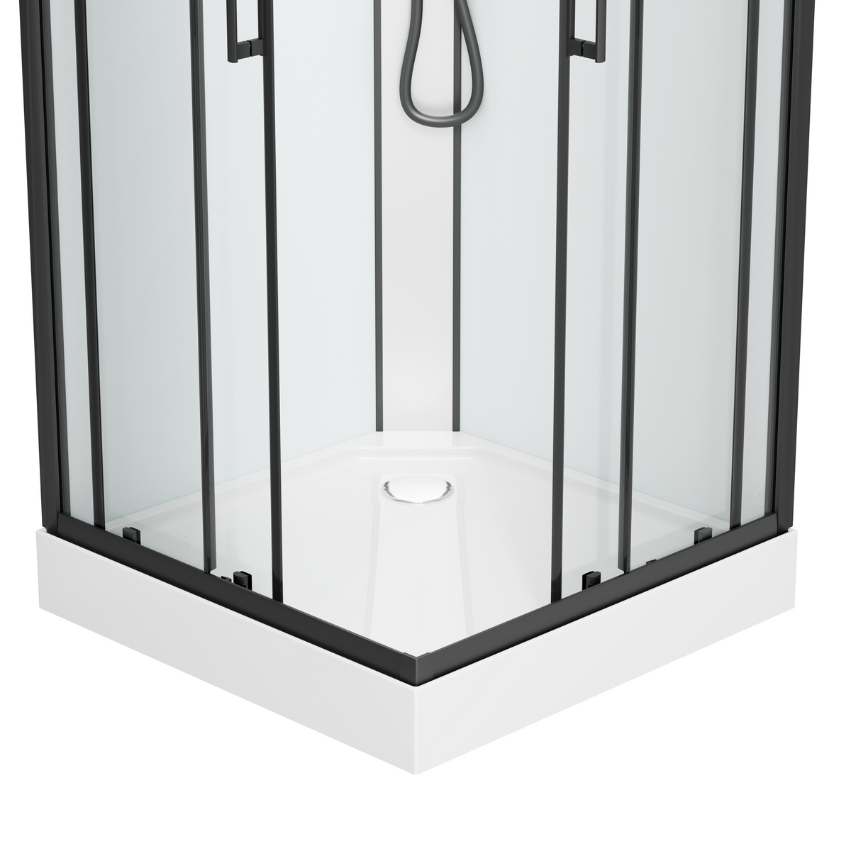 Komplettdusche DENVER BLACK - mit Schnellmontage 90 x 90 x 210 cm