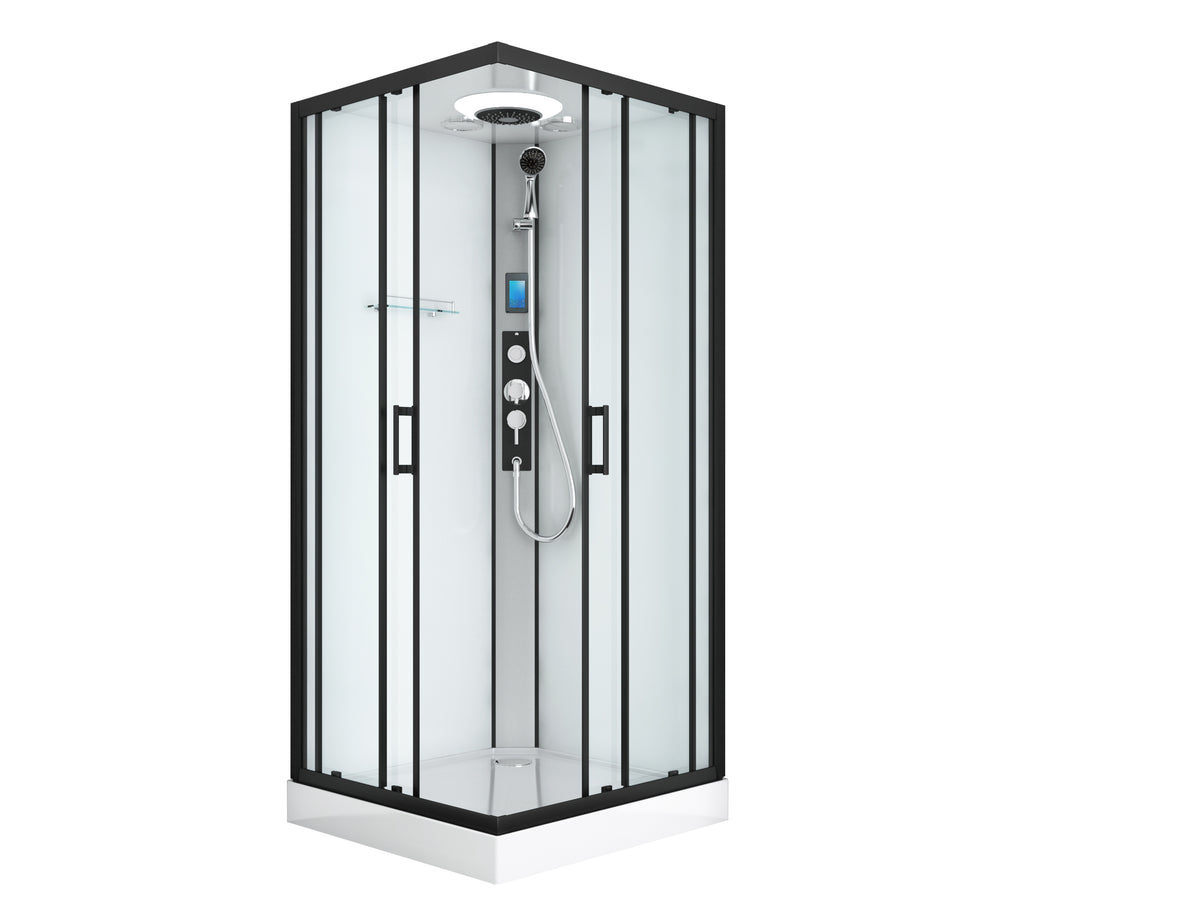 Complete Shower MIAMI BLACK - with Quick Assembly 90 x 90 x 215 cm