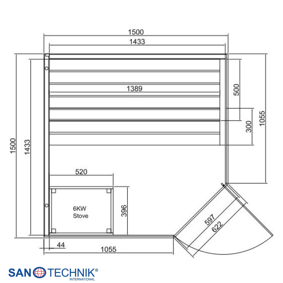 Sauna FALUN XL für 2-3 Personen