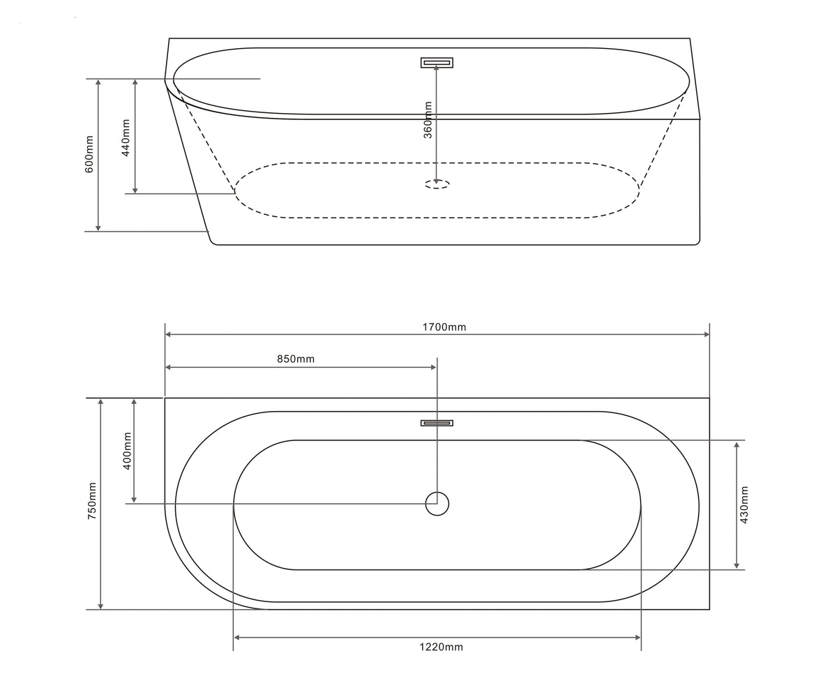 Corner bathtub Porto in 3 different sizes