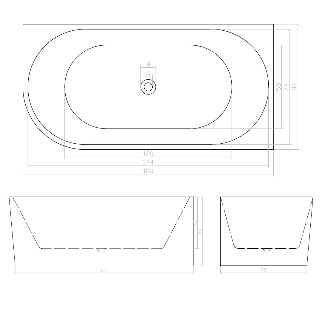 Corner bathtub Porto in 3 different sizes