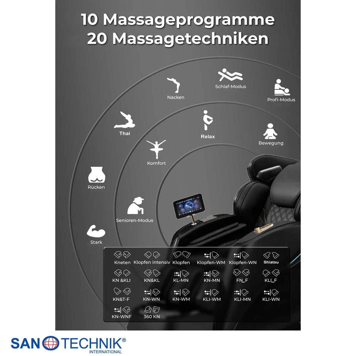 LUXORA Luxus-Massagesessel schwarz