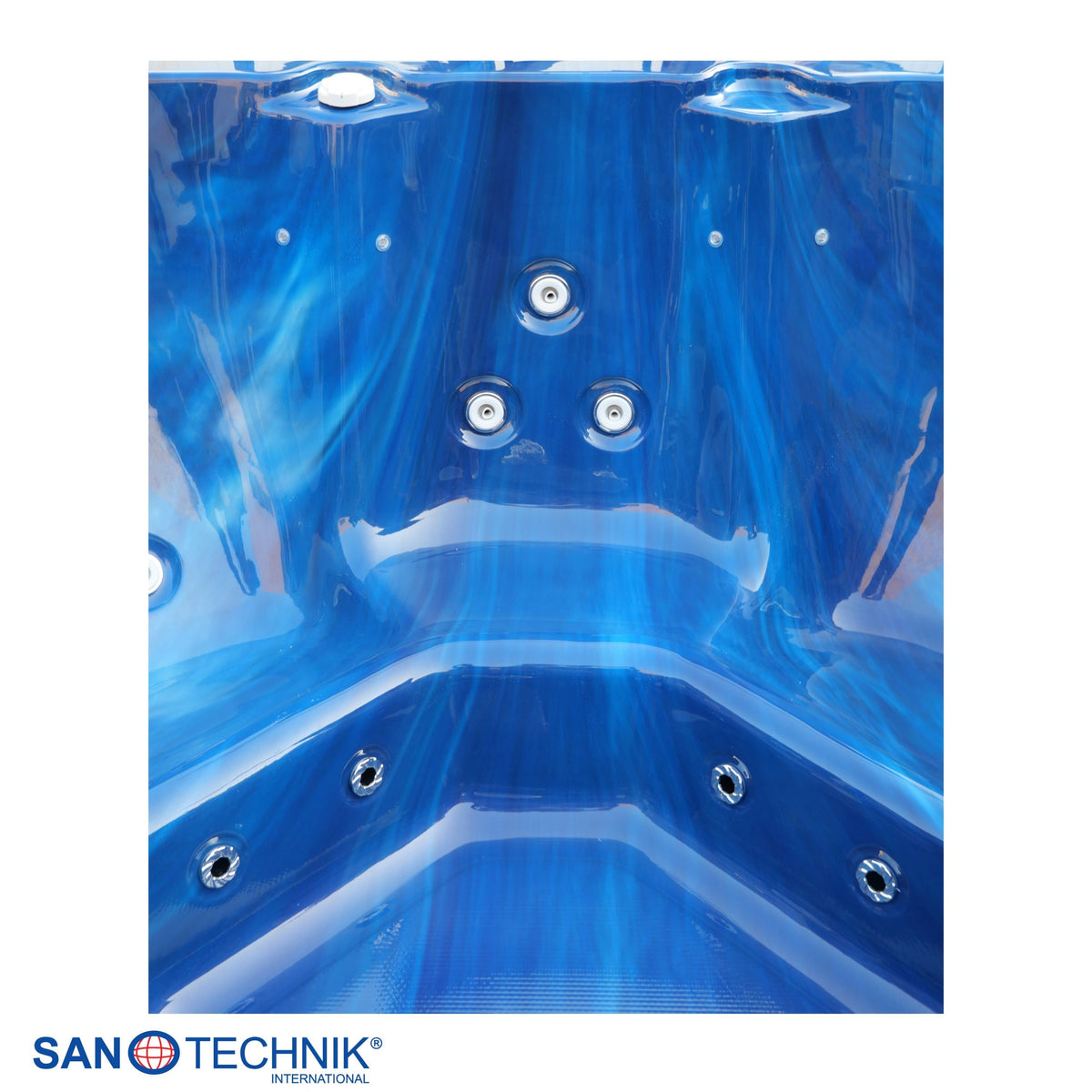 Outdoorwhirlpool PALMA Blue Marble inkl. Abdeckung & Stiege 190x190x86 cm frostsicher