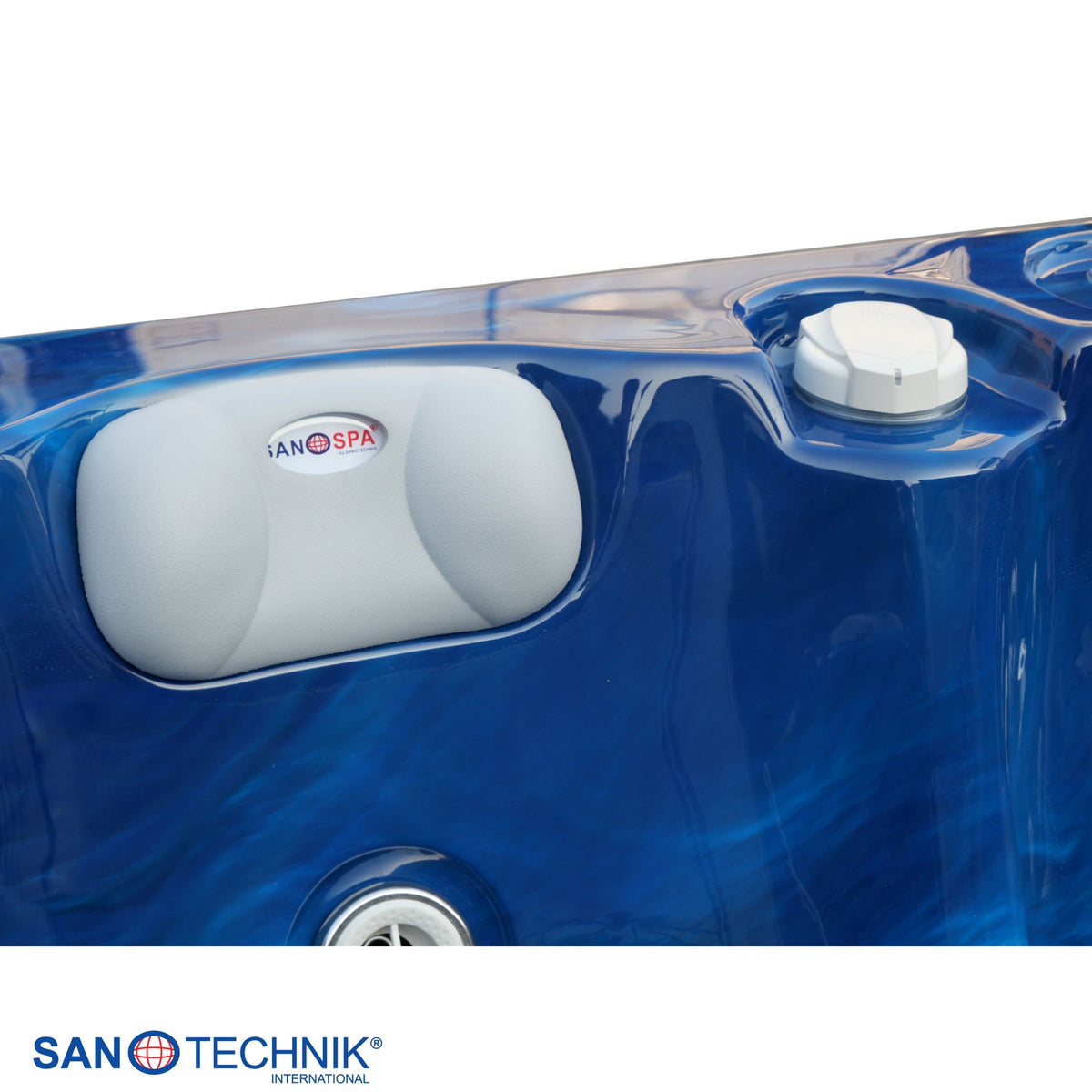 Outdoorwhirlpool PALMA Blue Marble inkl. Abdeckung & Stiege 190x190x86 cm frostsicher