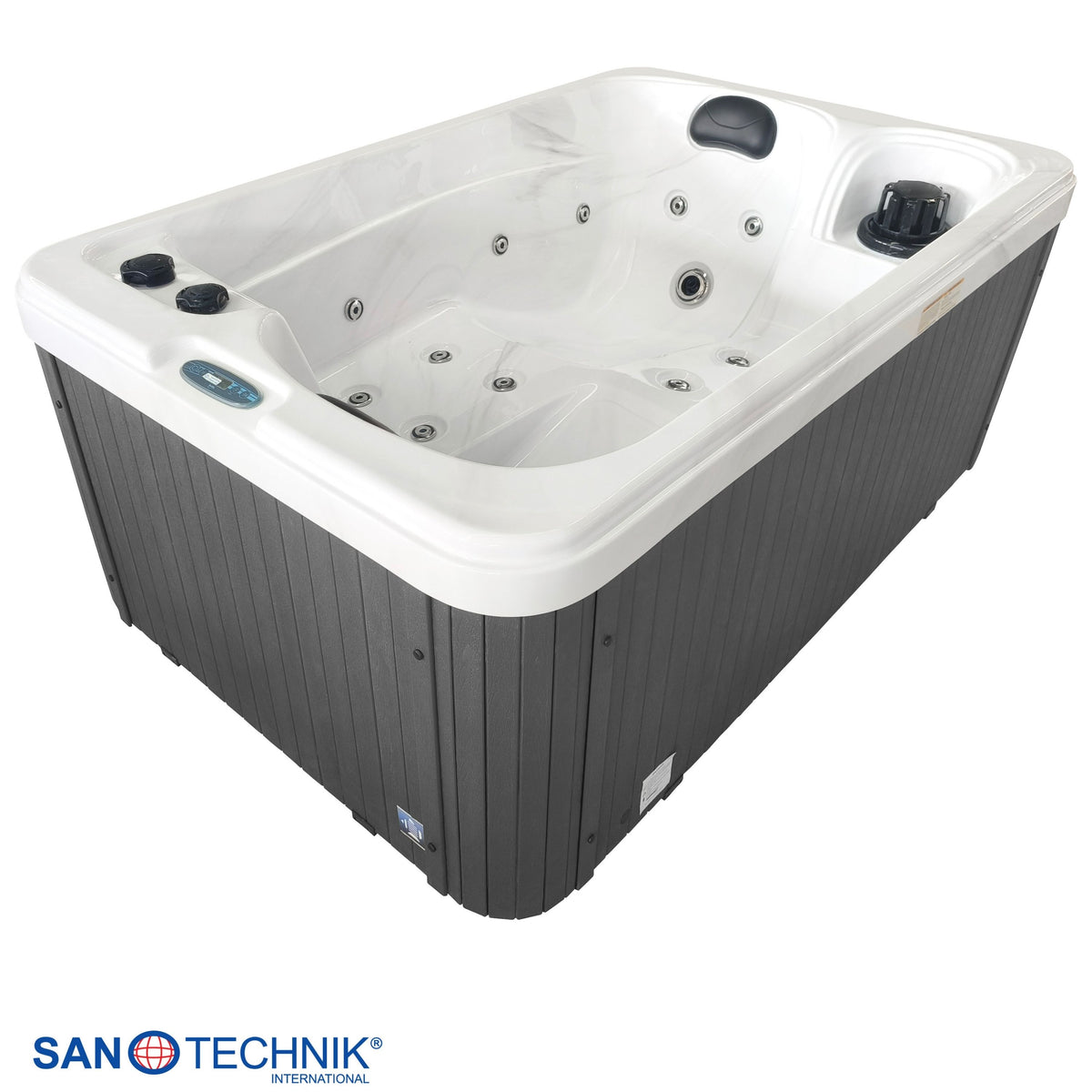 Outdoor Whirlpool SPLIT White Marble inkl. Abdeckung 175x115x70 cm frostsicher