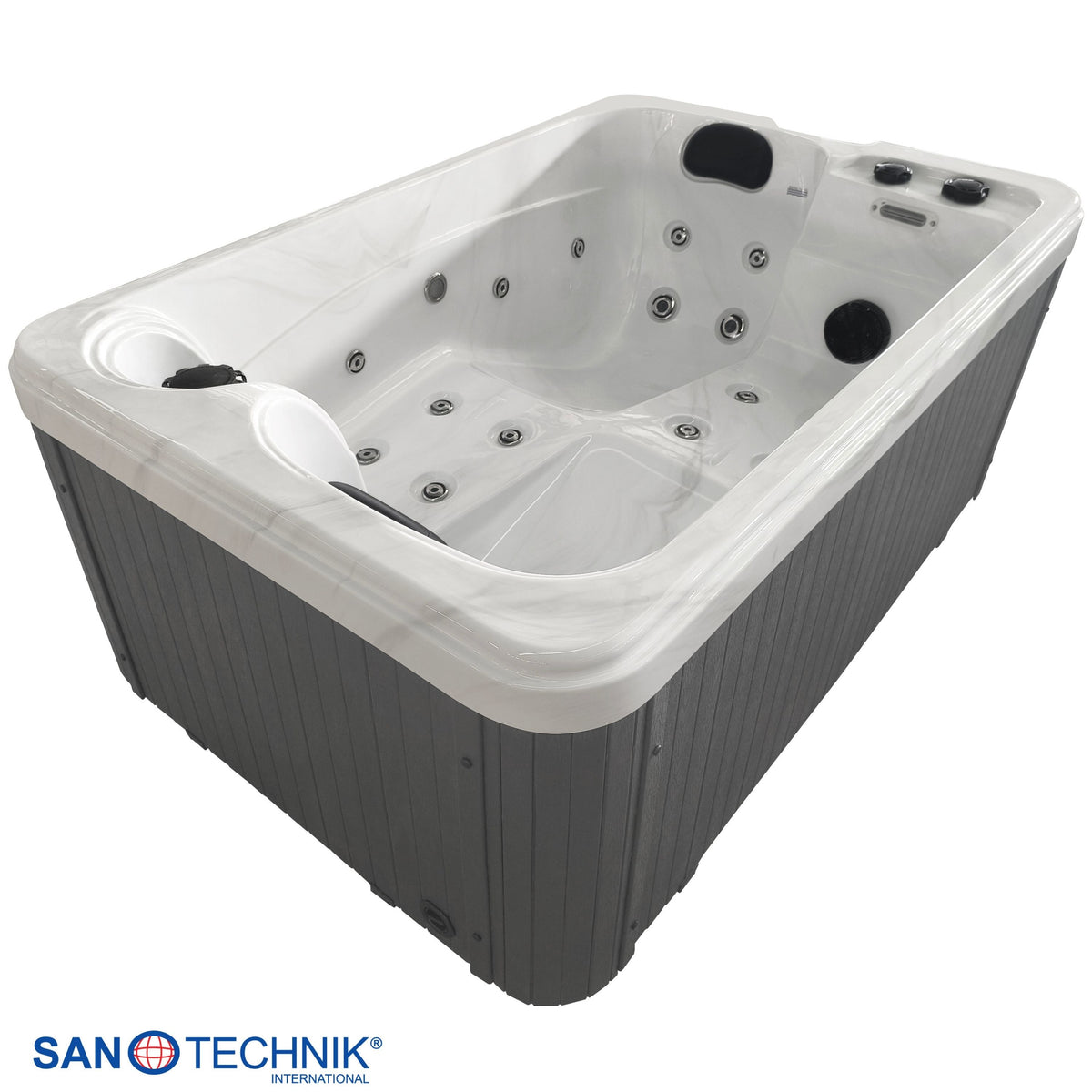 Outdoor Whirlpool SPLIT White Marble inkl. Abdeckung 175x115x70 cm frostsicher