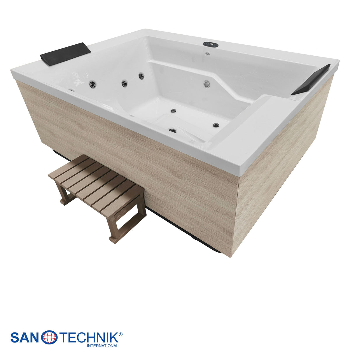 Outdoor Whirlpool ZADAR White incl. Cover & Steps 190x140x70 cm Frost-proof