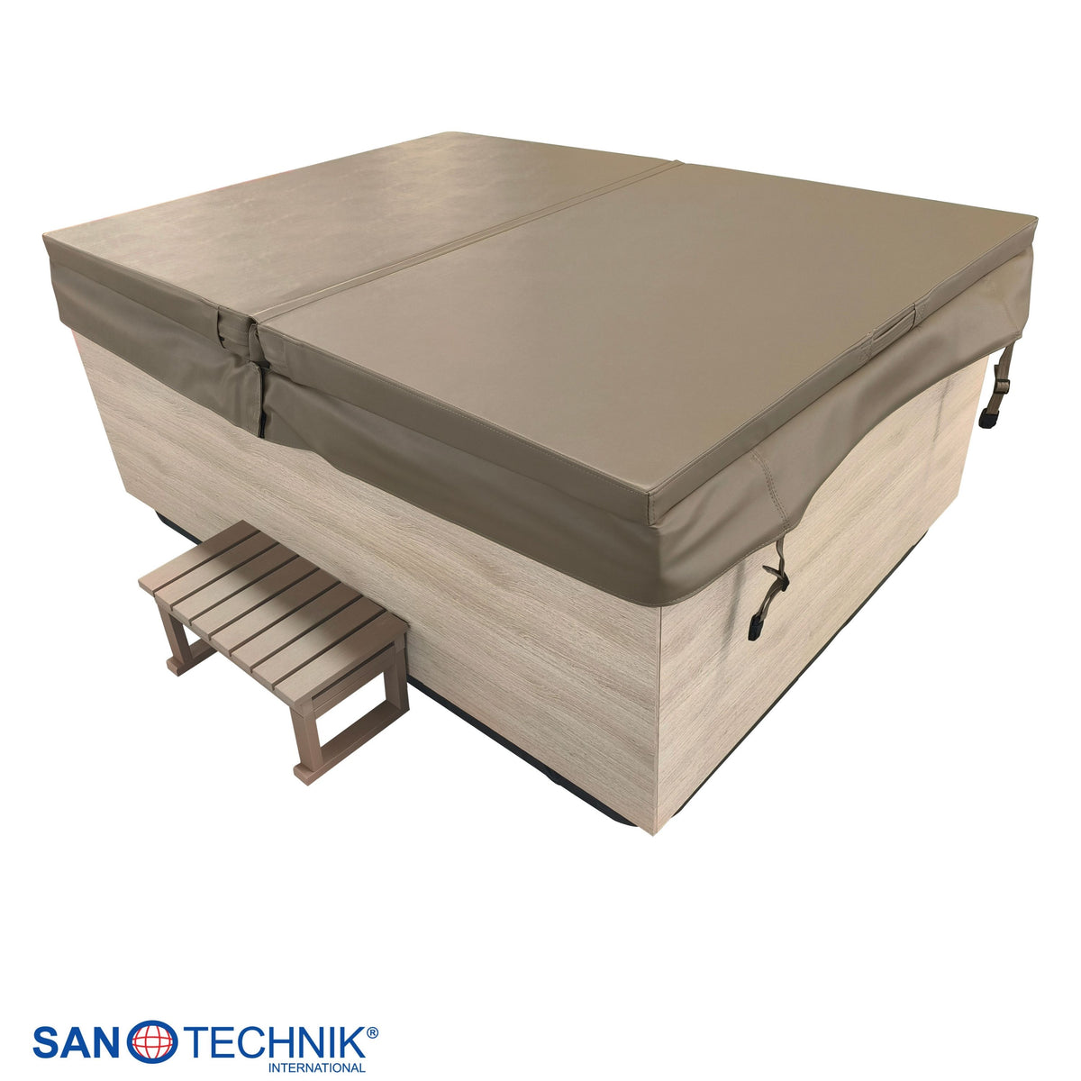 Outdoor Whirlpool ZADAR White incl. Cover & Steps 190x140x70 cm Frost-proof