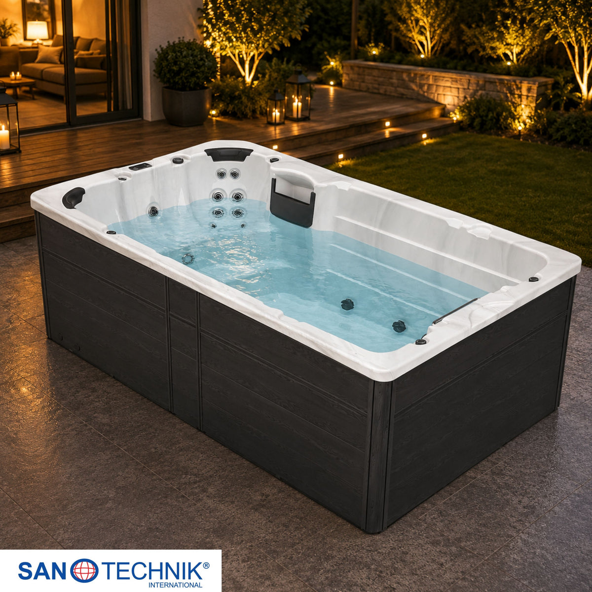 Swimspa IBIZA White Marble incl. Cover & Steps 400x228x131 cm frostproof