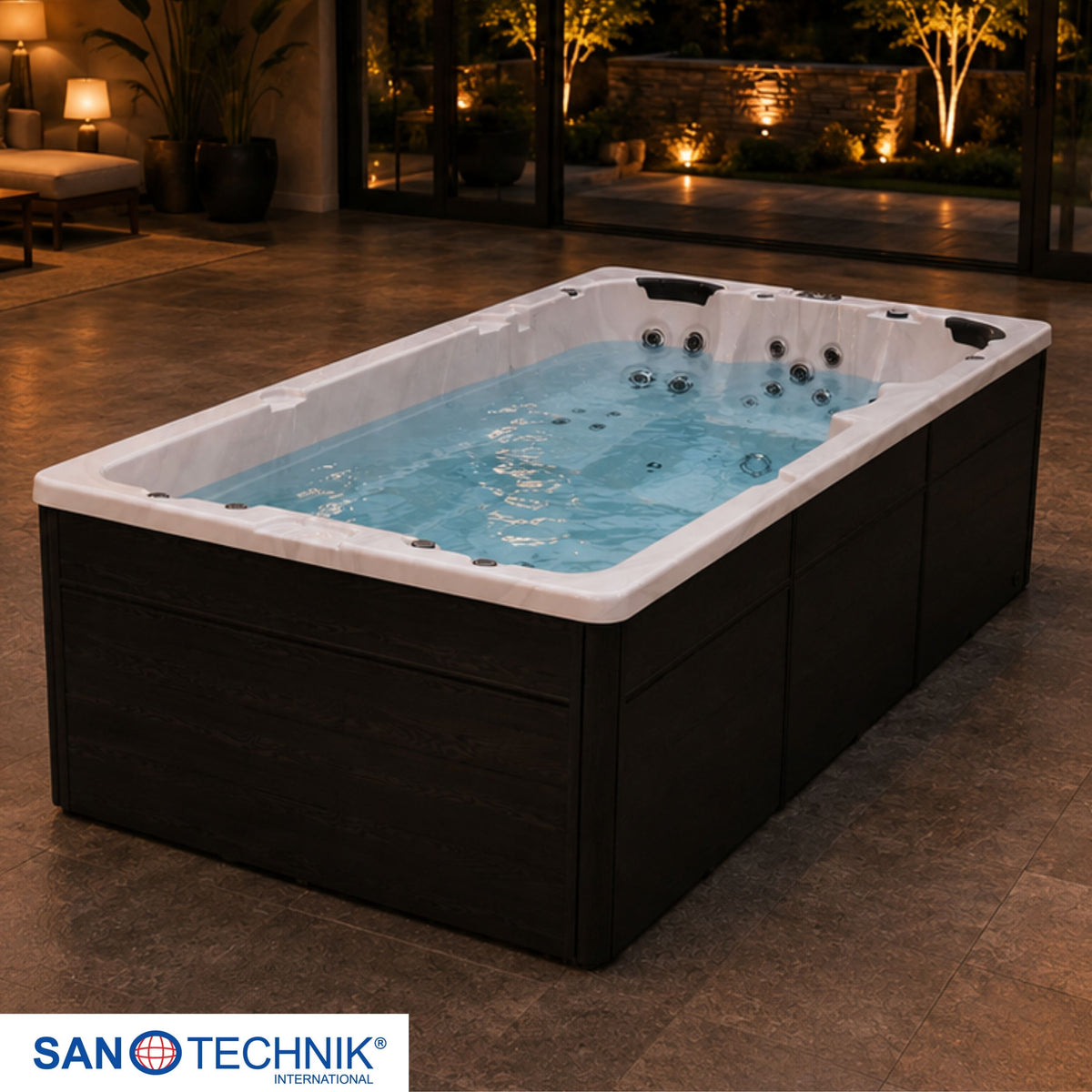 Swimspa MENORCA White Marble incl. Cover & Steps 450x228x131 cm frost-proof