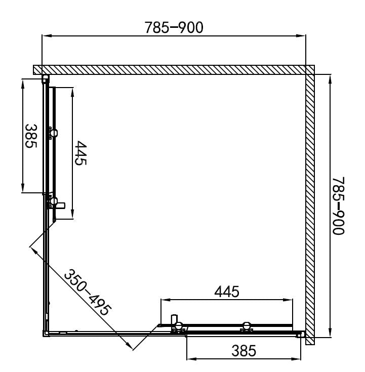 SANODUSCH Eckdusche 78,5-90x78,5-90x190 cm | Klarglas