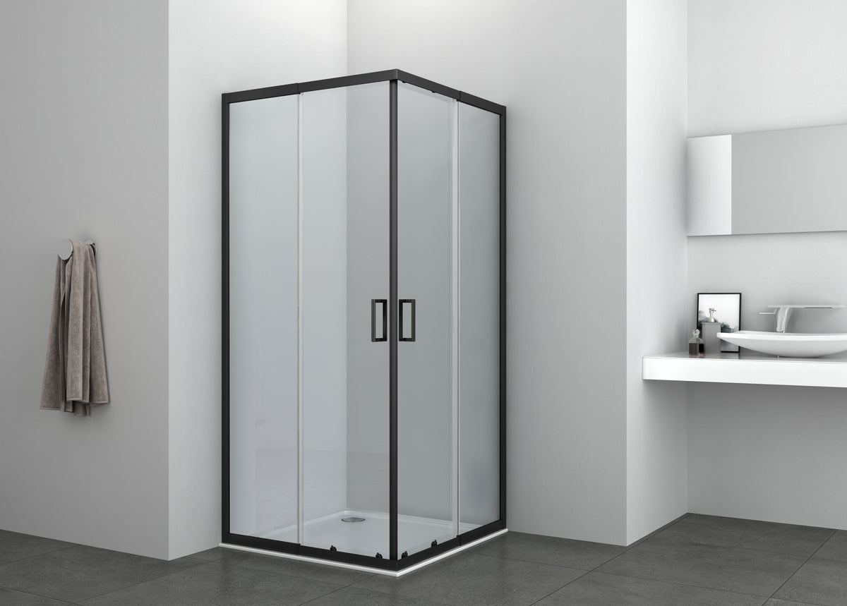 SANODUSCH corner shower cubicle clear glass / black 78.5-90 x 78.5-90 x 190cm