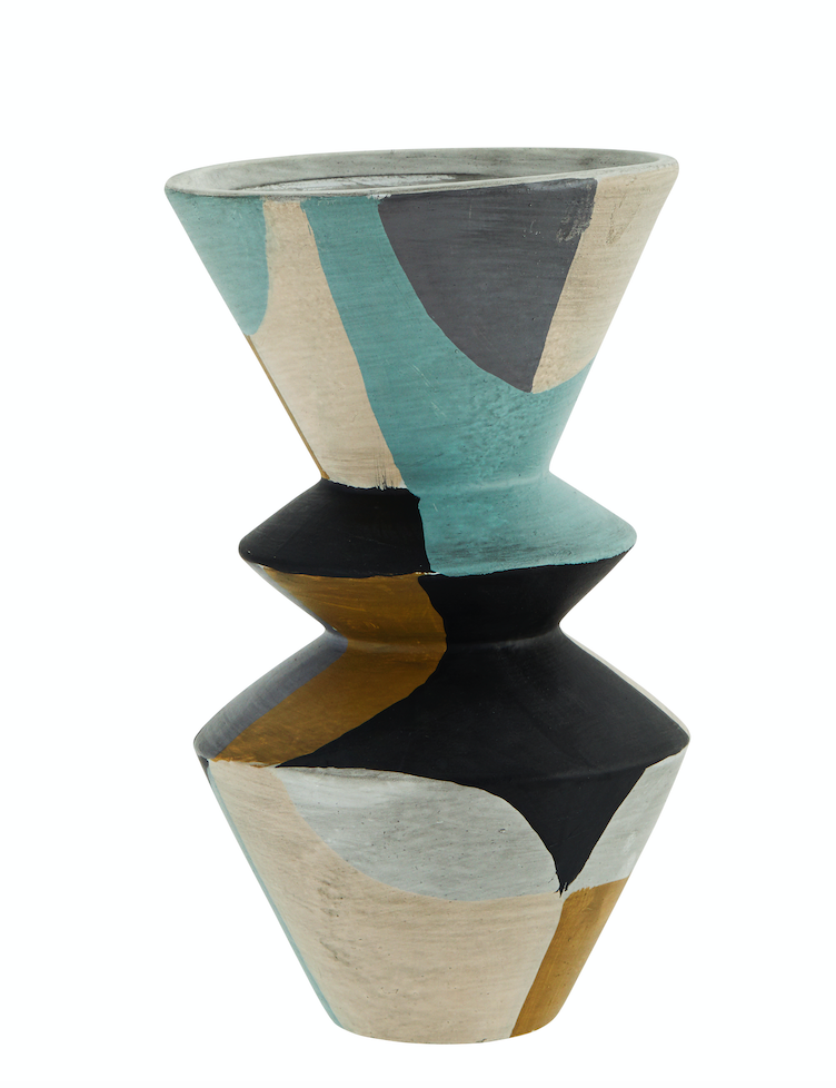 Terrakotta Vase Blau Schwarz Ø 15x25,5 cm