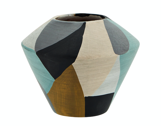 Terrakotta Vase Blau Schwarz Ø 15x13