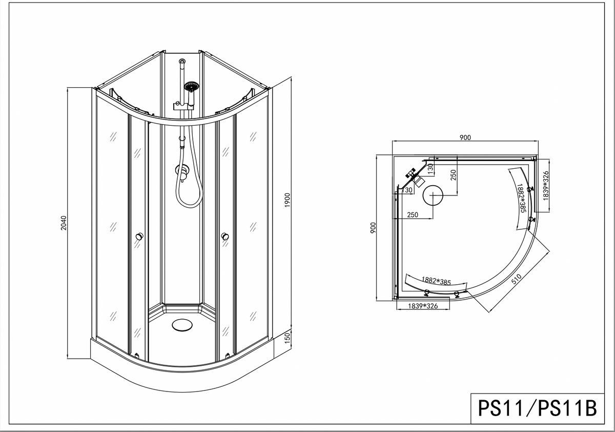 Complete shower BALATON 90x90x203 cm