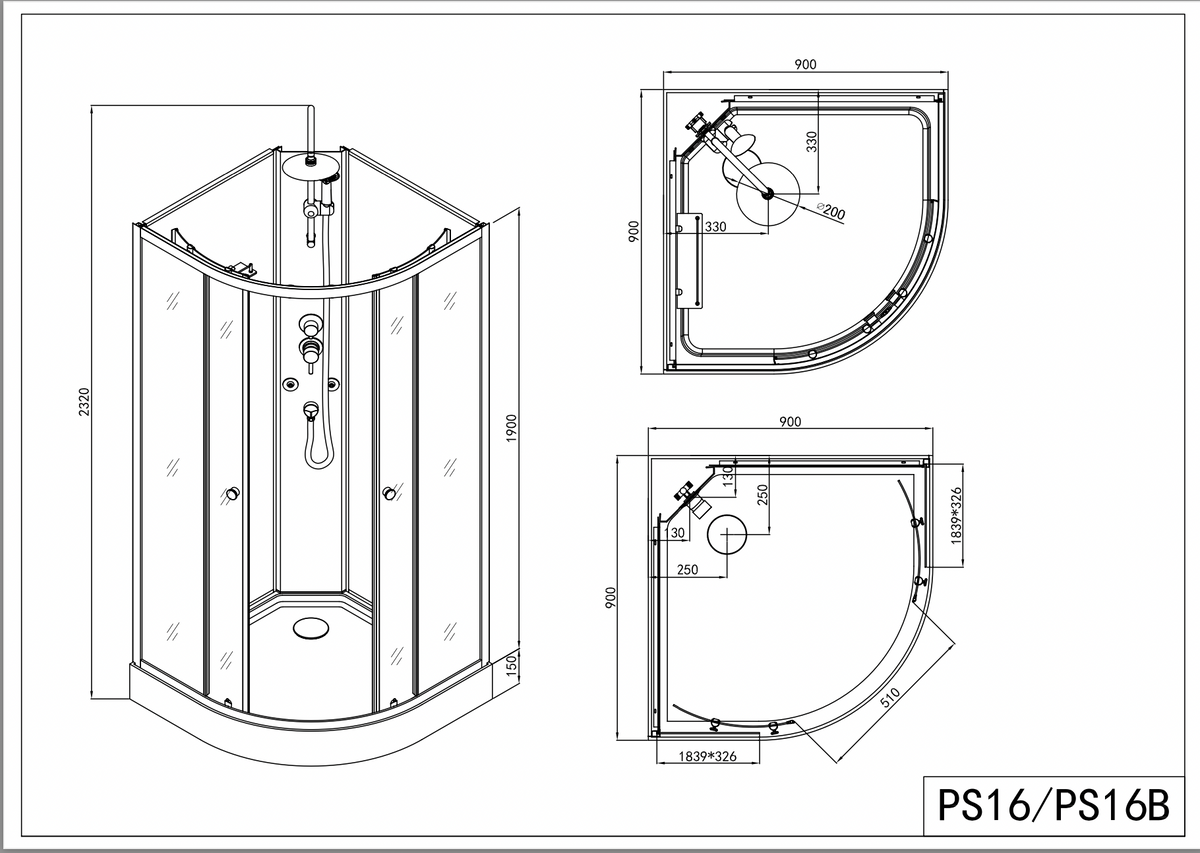 Komplettdusche RELOAD 90x90x225 cm - ANGEBOT bei Abholung
