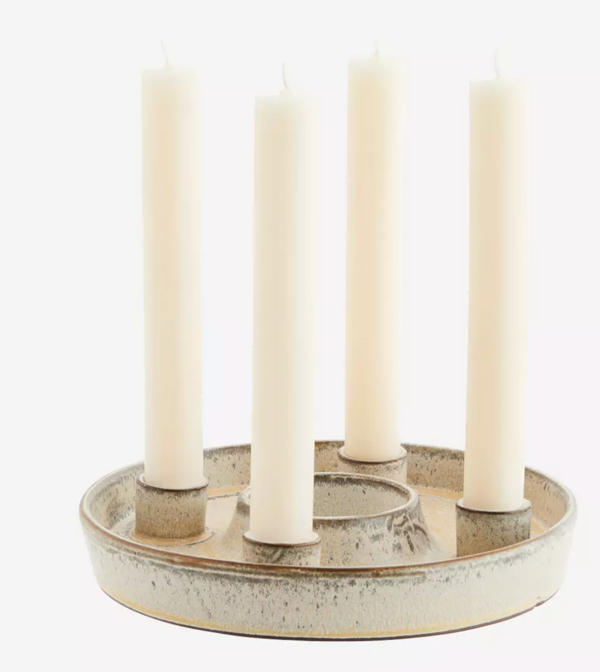 Round stoneware candle holder