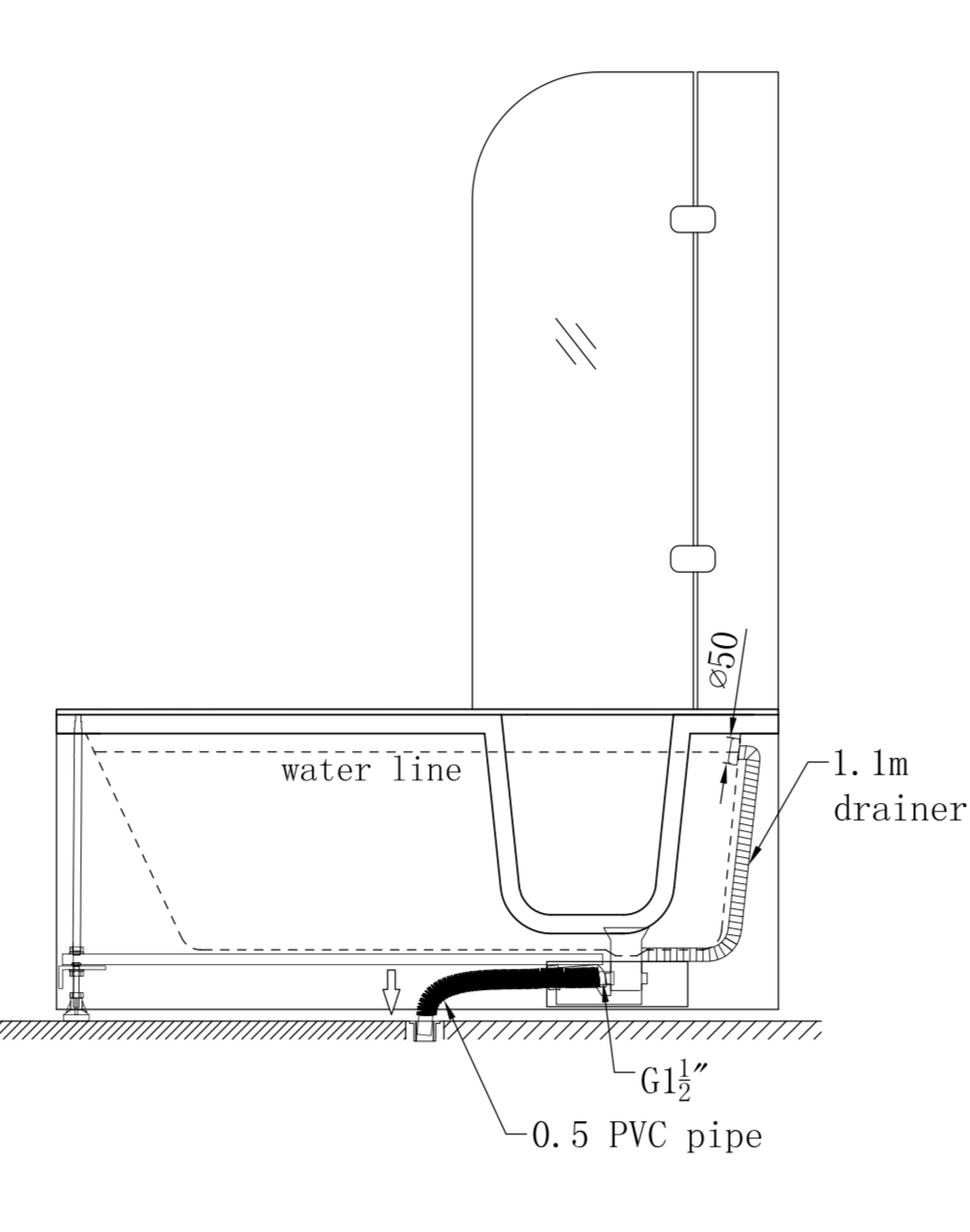 Freestanding bathtub PAROS 170x76x61 cm