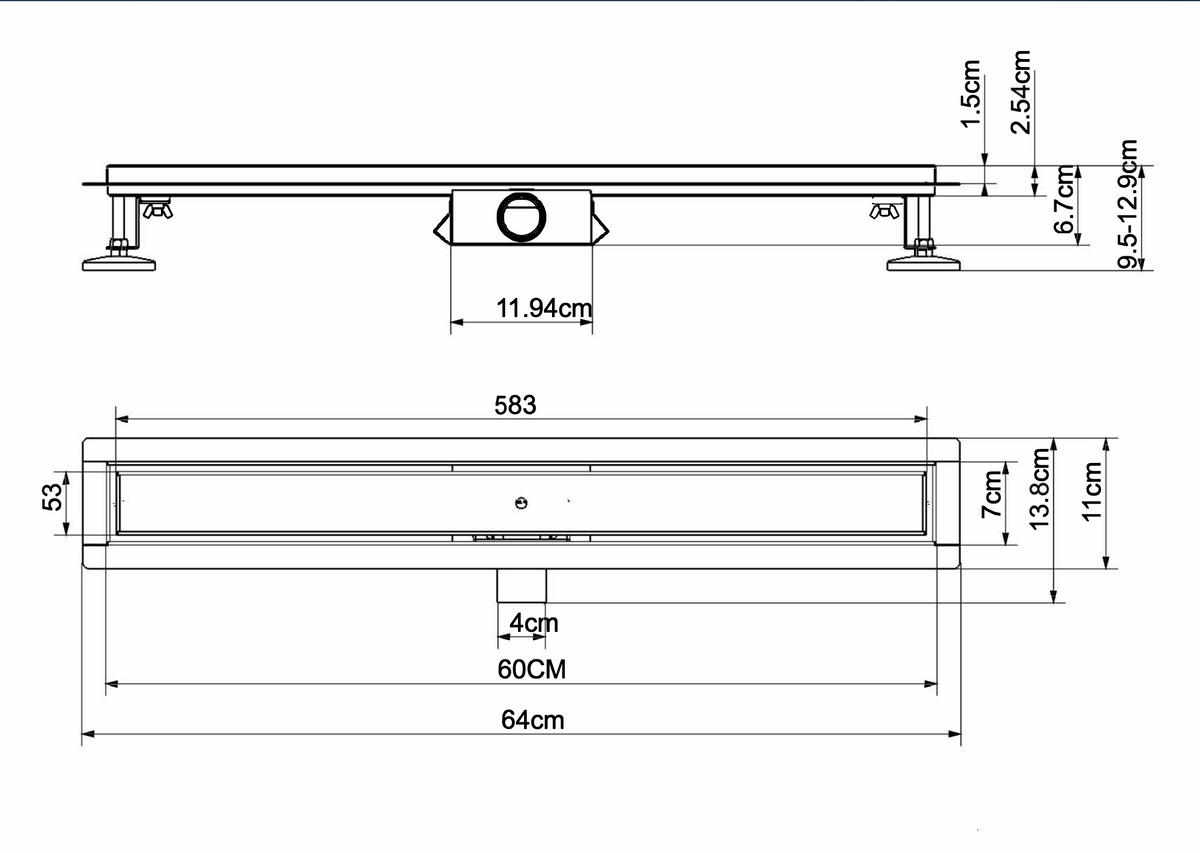 Duschrinne Nirosta 60 / 70 / 80 cm Chrom-Optik