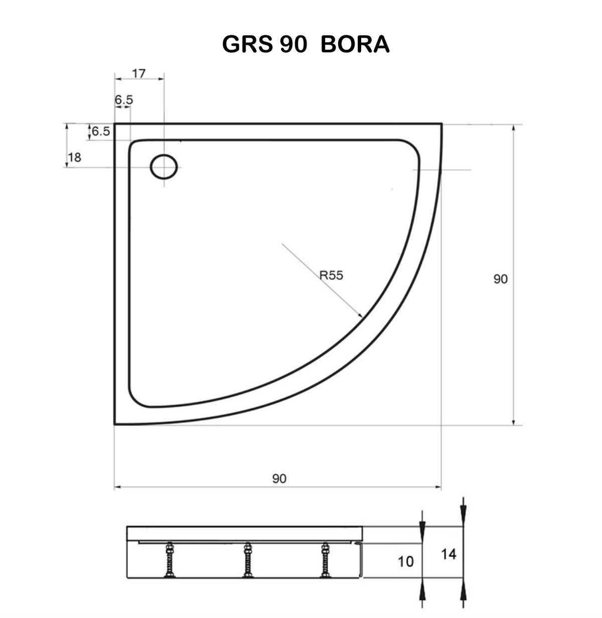 Acryl Rundduschwanne BORA | 2 verschiedenen Größen