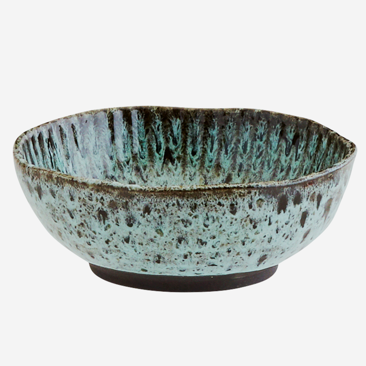 Steingut Schüssel in Blaugrün/Schwarz Ø 17,5 cm
