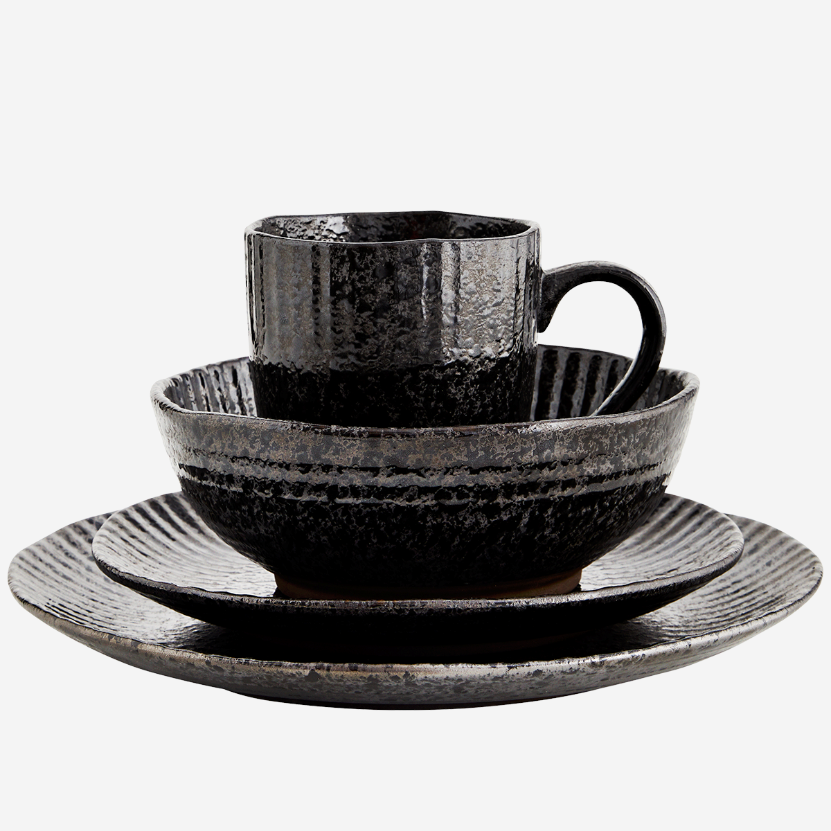Steingut Frühstücksteller in Schwarz Ø 21,5 cm