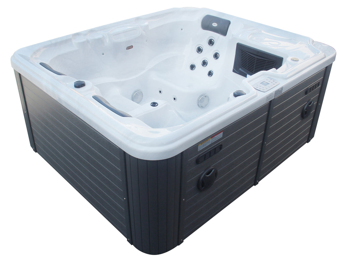 Outdoor Whirlpool OASIS White Marble incl. Cover & Steps 208x175x90 cm Frost-proof