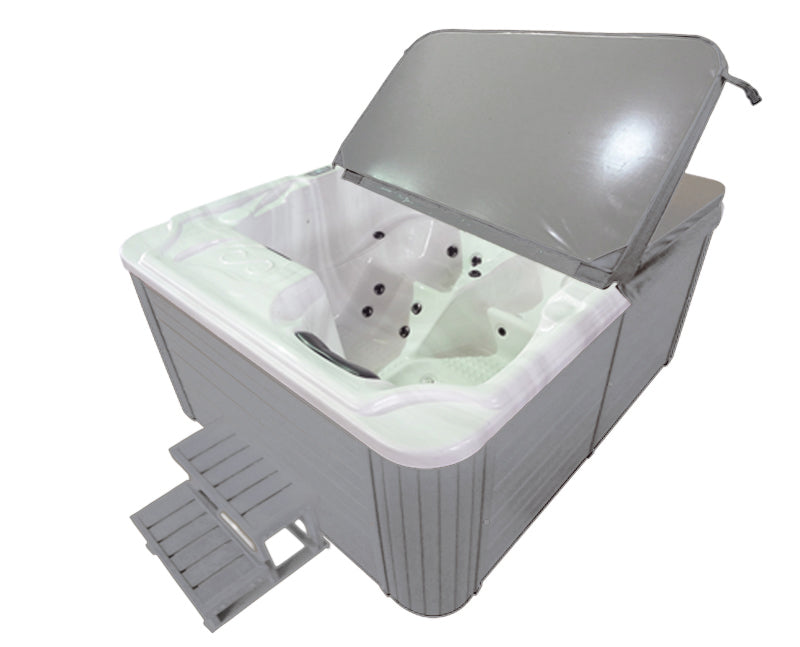 Outdoor Whirlpool OASIS White Marble incl. Cover & Steps 208x175x90 cm Frost-proof