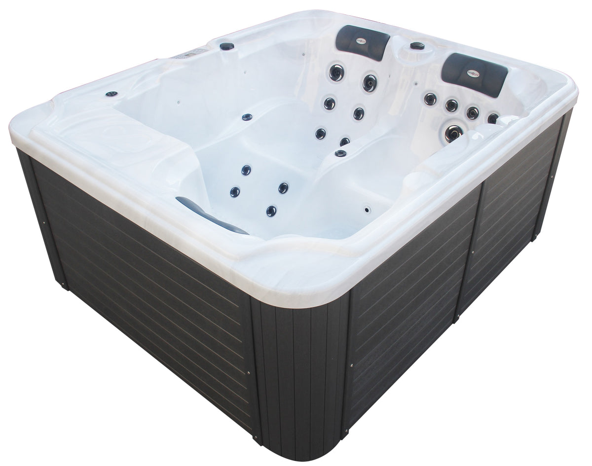 Outdoor Whirlpool OASIS White Marble incl. Cover & Steps 208x175x90 cm Frost-proof