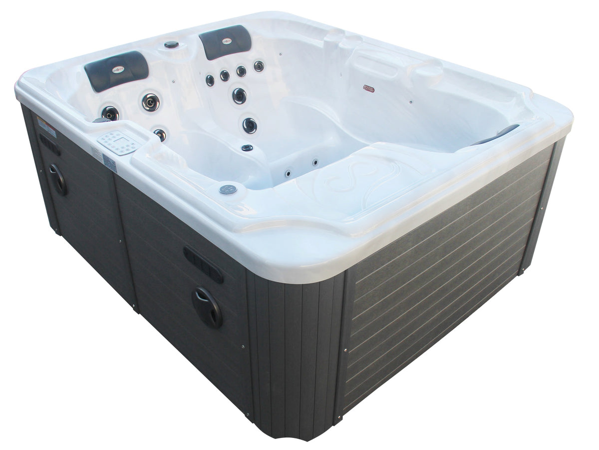 Outdoor Whirlpool OASIS White Marble incl. Cover & Steps 208x175x90 cm Frost-proof