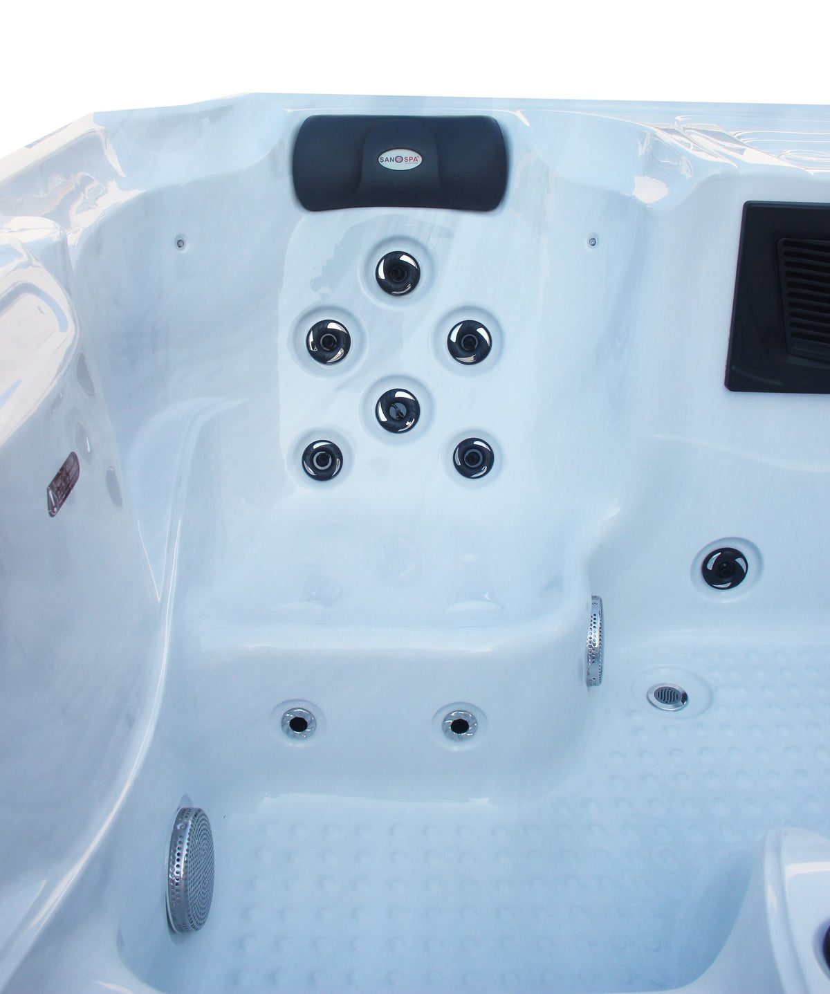 Outdoor Whirlpool OASIS White Marble incl. Cover & Steps 208x175x90 cm Frost-proof