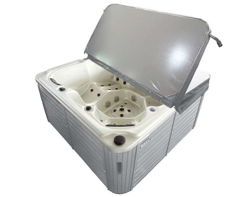 Outdoor Whirlpool PALMA White Marble incl. Cover & Steps 190x190x86 cm frost-proof