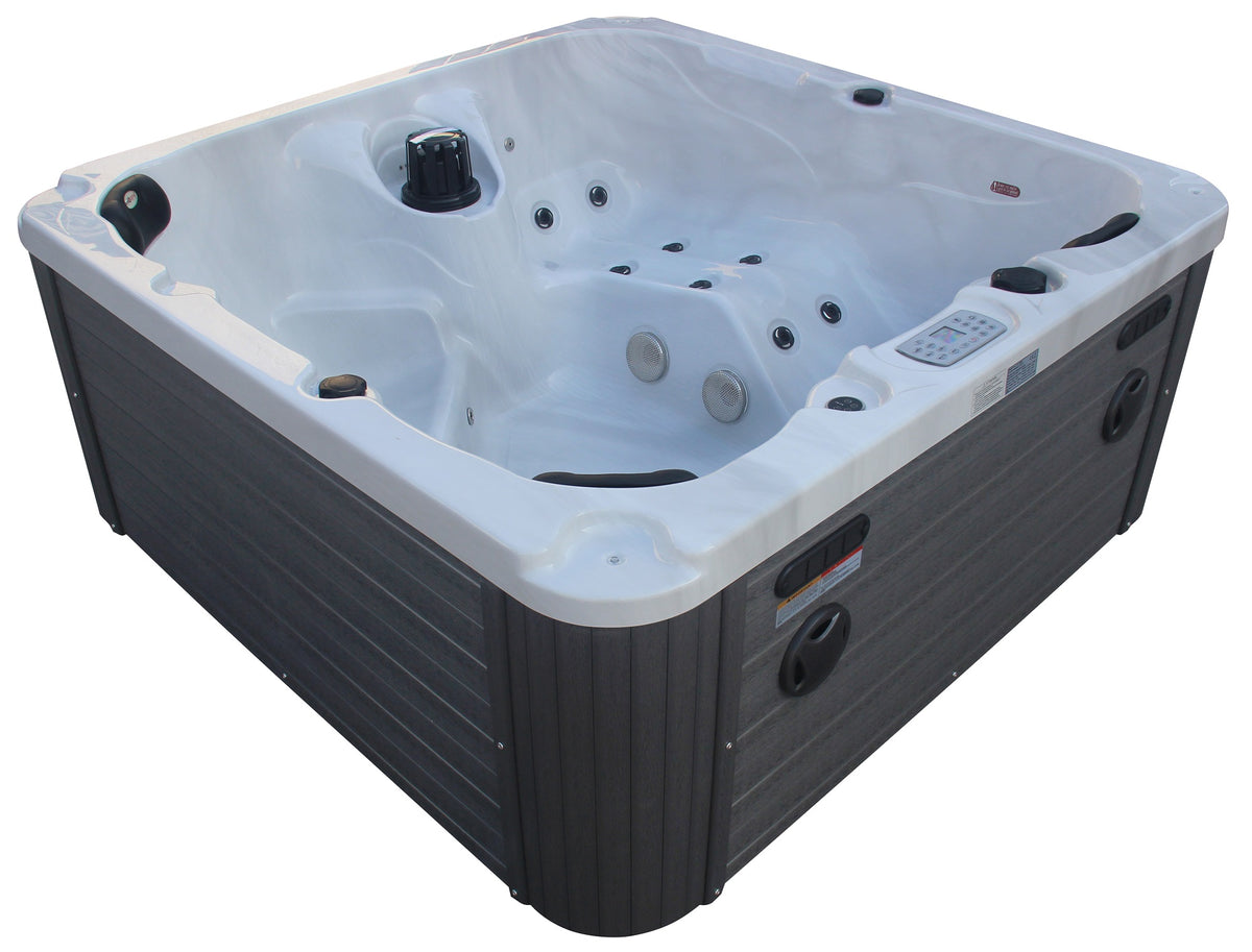 Outdoor Whirlpool PALMA White Marble incl. Cover & Steps 190x190x86 cm frost-proof
