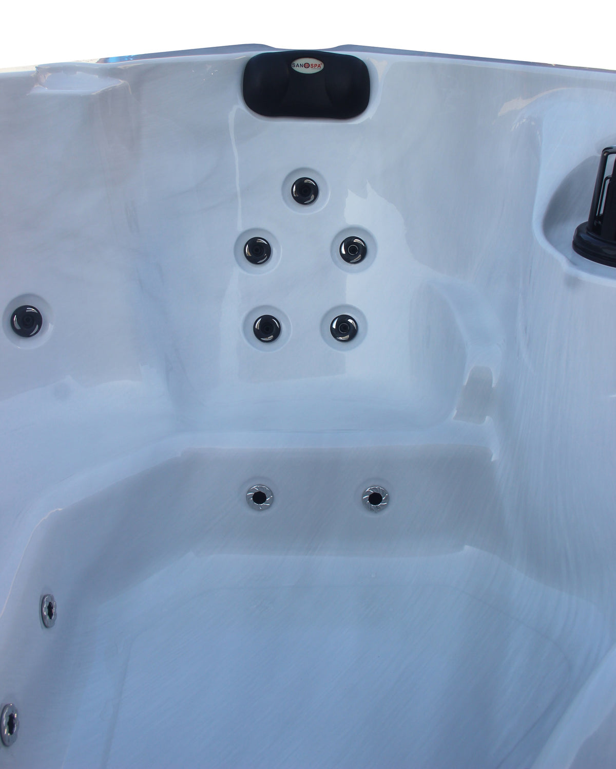 Outdoor Whirlpool PALMA White Marble incl. Cover & Steps 190x190x86 cm frost-proof