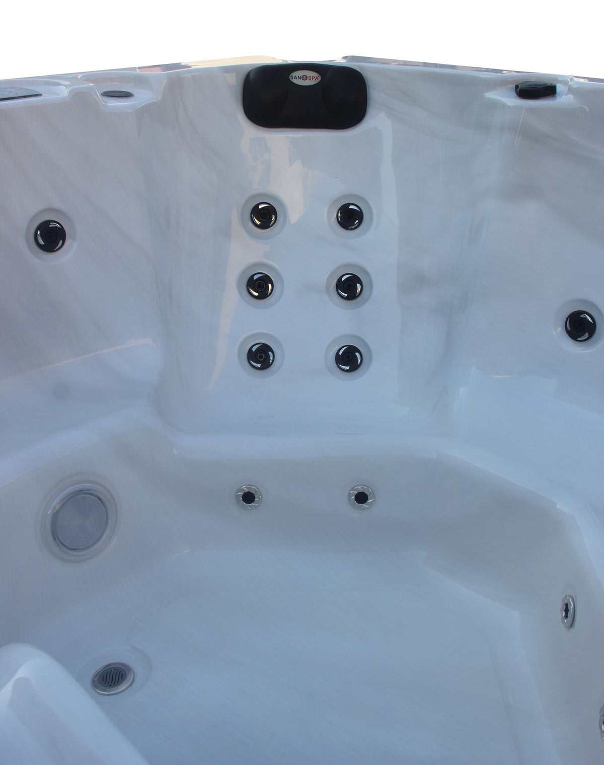 Outdoor Whirlpool PALMA White Marble incl. Cover & Steps 190x190x86 cm frost-proof