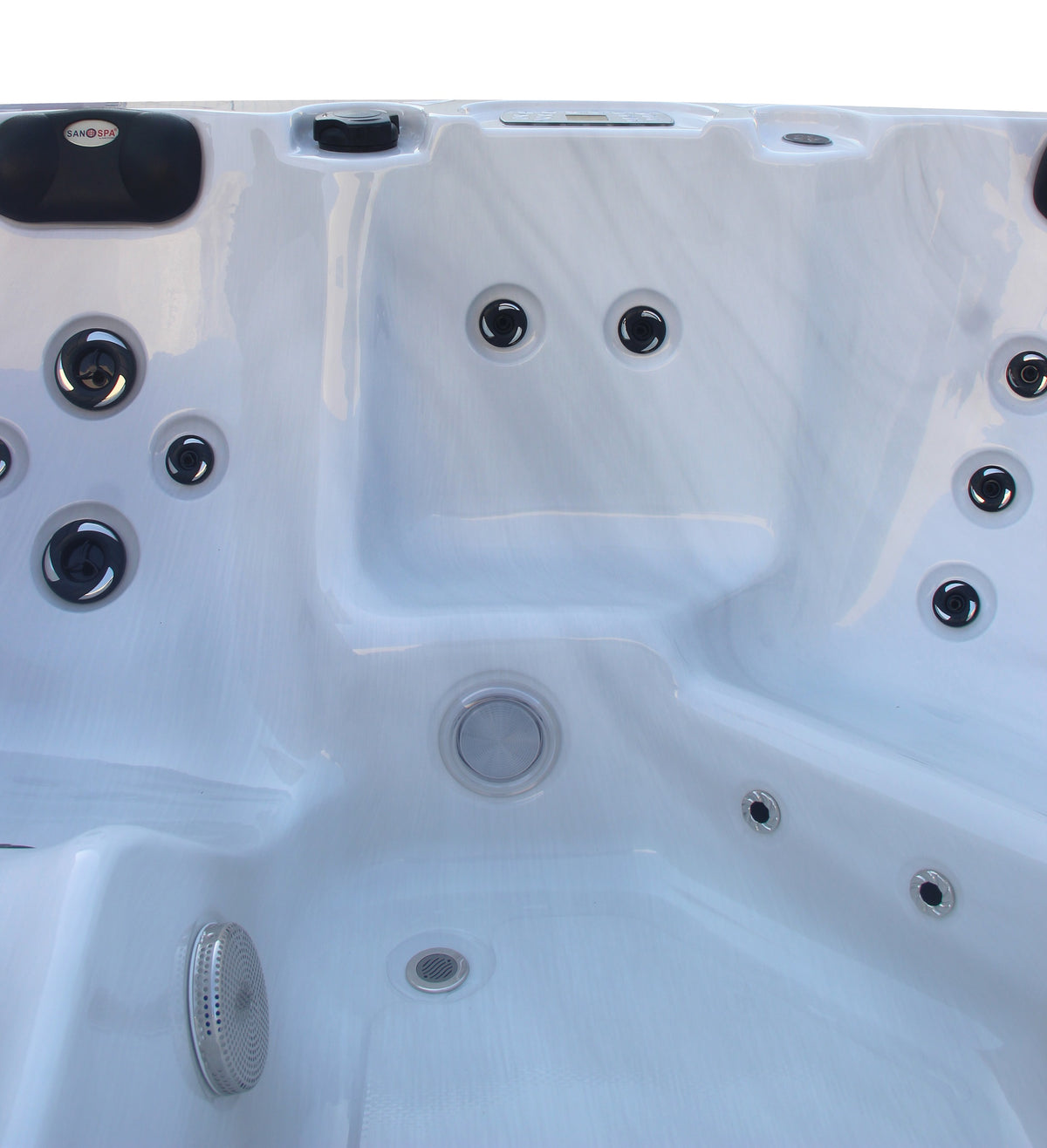 Outdoor Whirlpool PALMA White Marble incl. Cover & Steps 190x190x86 cm frost-proof