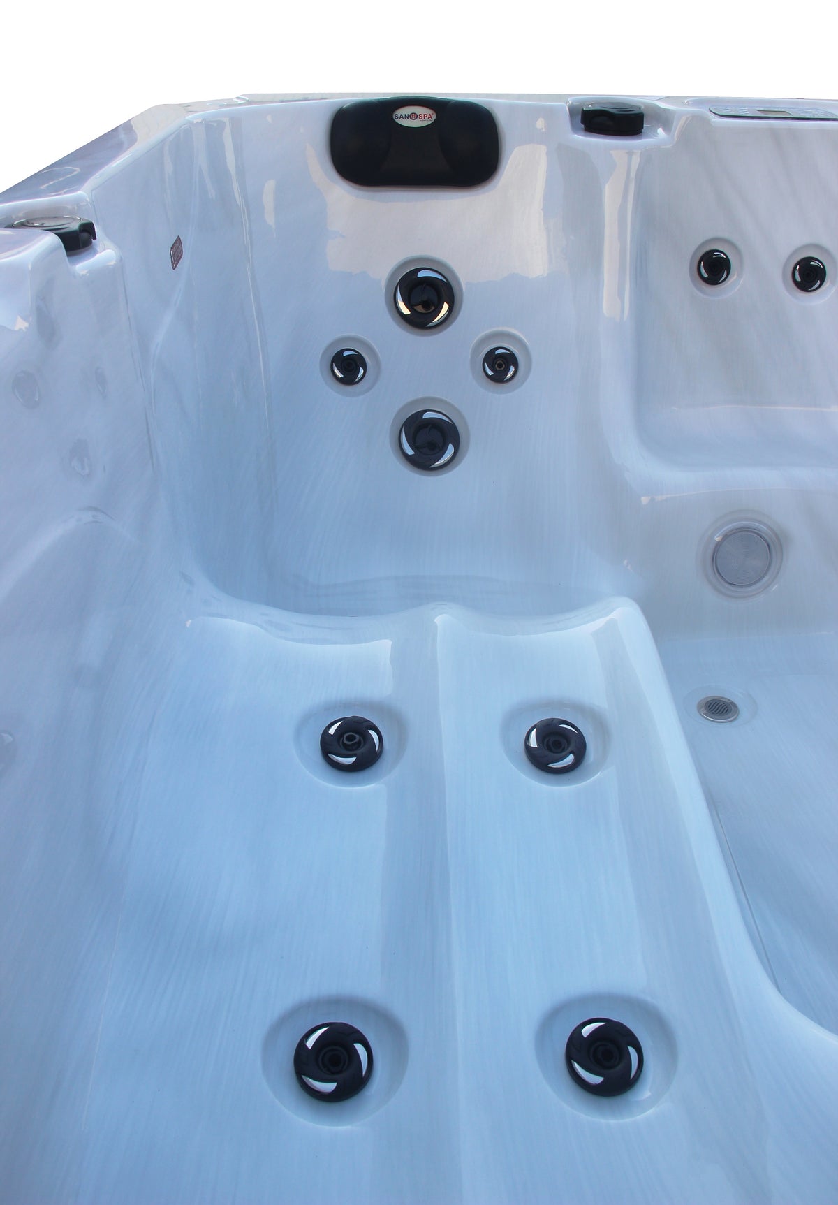 Outdoor Whirlpool PALMA White Marble incl. Cover & Steps 190x190x86 cm frost-proof