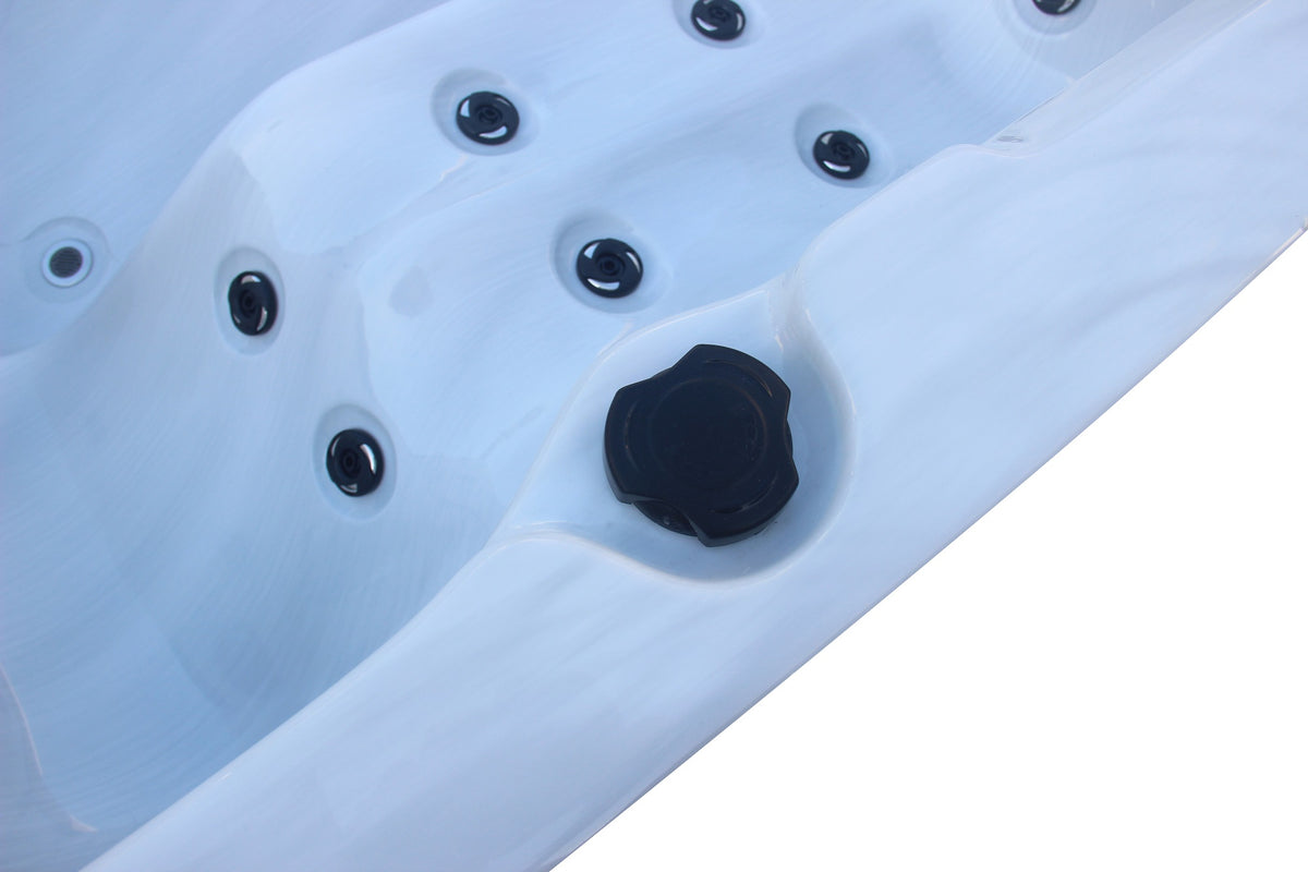 Outdoor Whirlpool PALMA White Marble incl. Cover & Steps 190x190x86 cm frost-proof