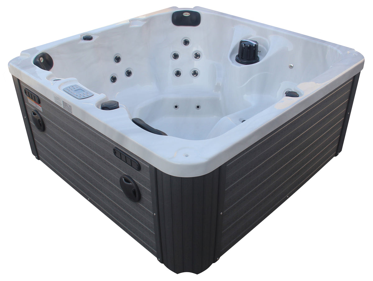 Outdoor Whirlpool PALMA White Marble incl. Cover & Steps 190x190x86 cm frost-proof