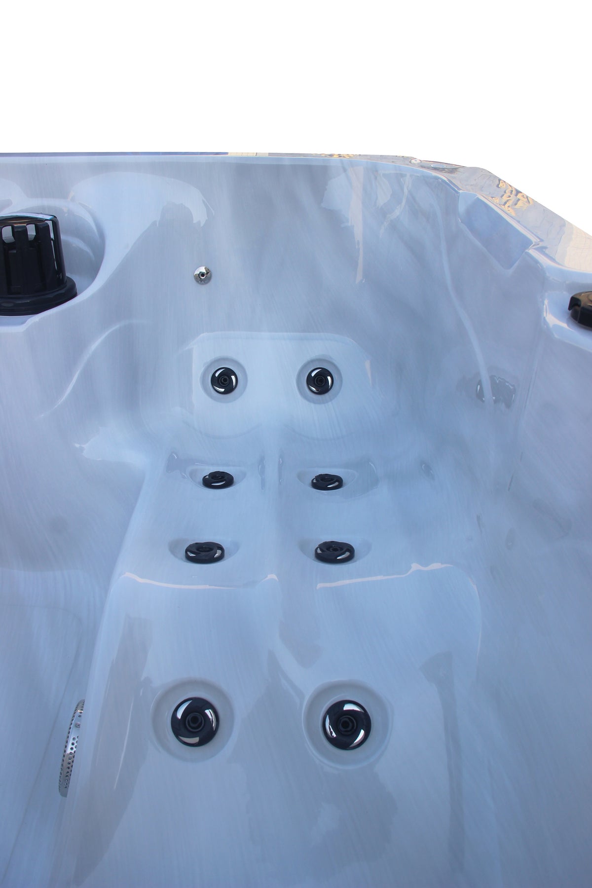 Outdoor Whirlpool PALMA White Marble incl. Cover & Steps 190x190x86 cm frost-proof