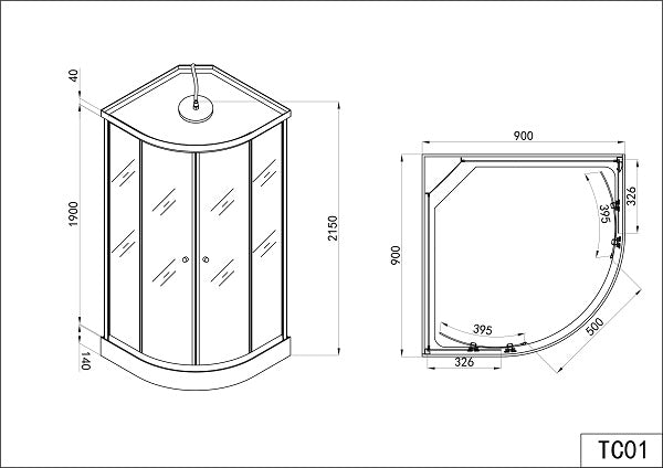 Komplettdusche RELAX 90x90x215 cm