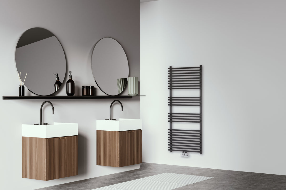 Designheizkörper Trient, Mattschwarz, 140 x 60 cm